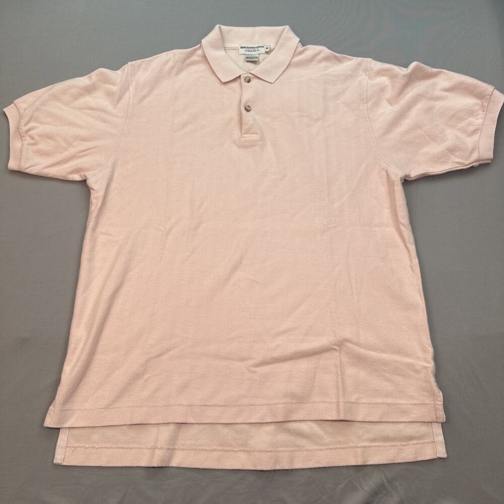 VTG Abercrombie Fitch Polo T Shirt Mens Medium Pink Herringbone 90s Retro Y2K